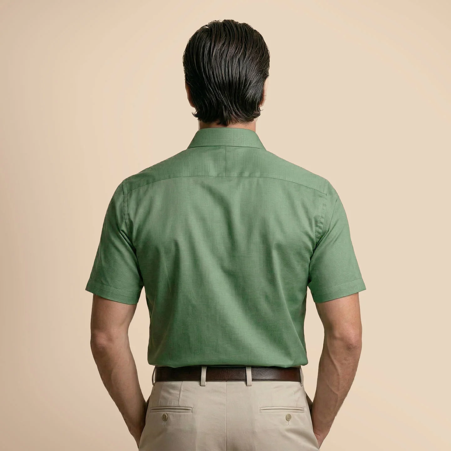 Ashley Half Sleeves Giza Cotton Shirt In Grass Green - Image 3