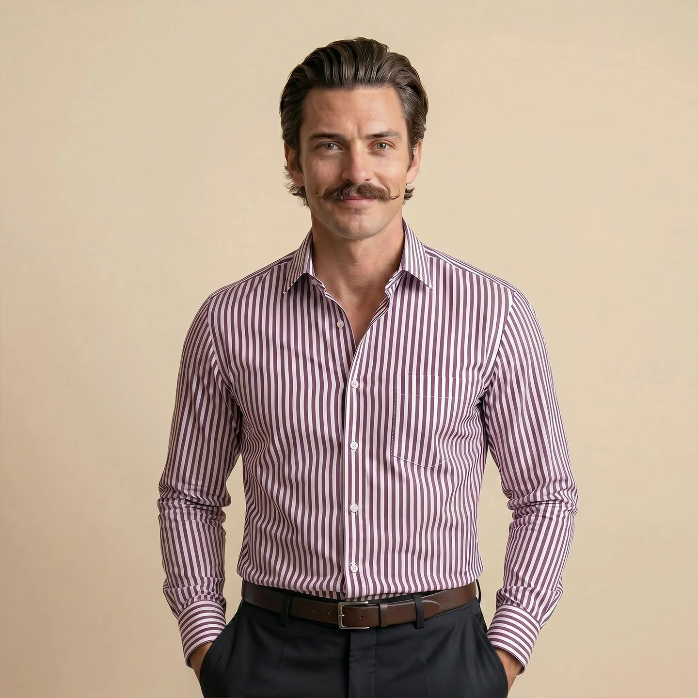 Boardroom Bengal Stripes Shirt In Ruby - Image 2