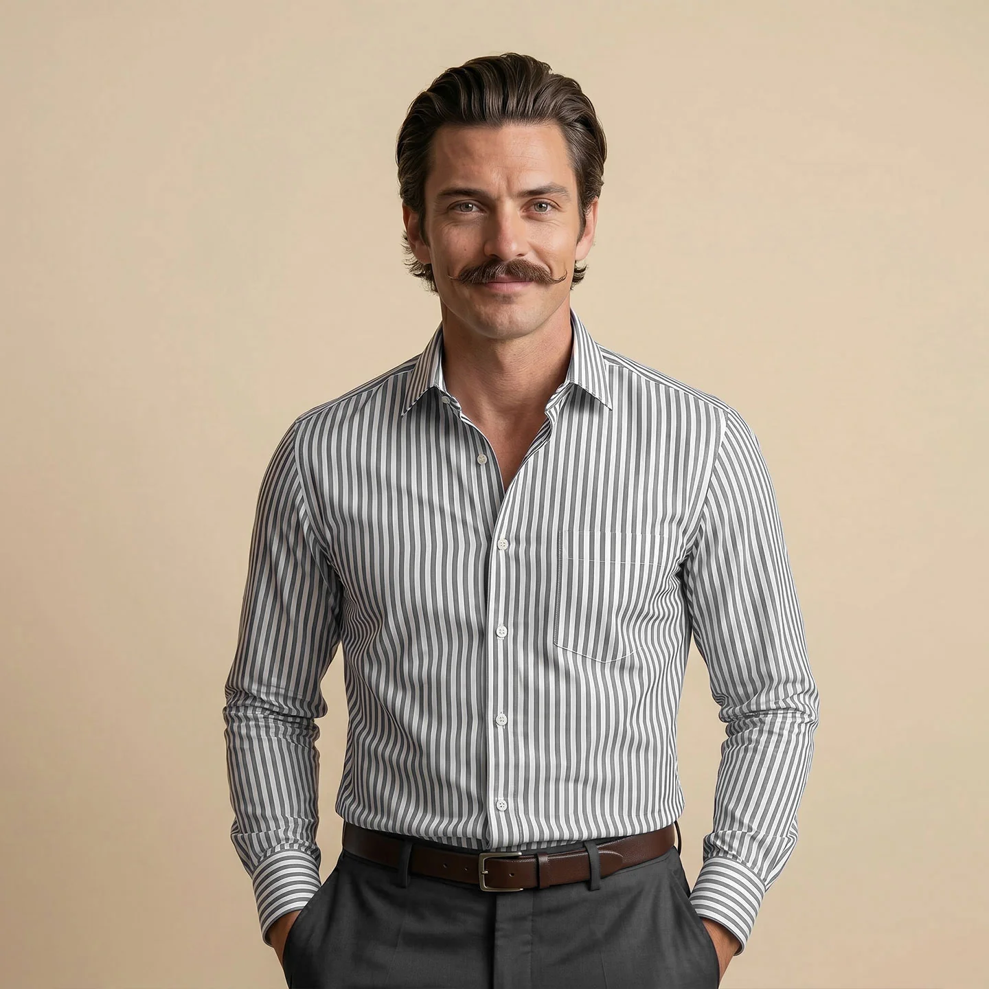 Boardroom Bengal Stripes Shirt In Space Grey - Image 4