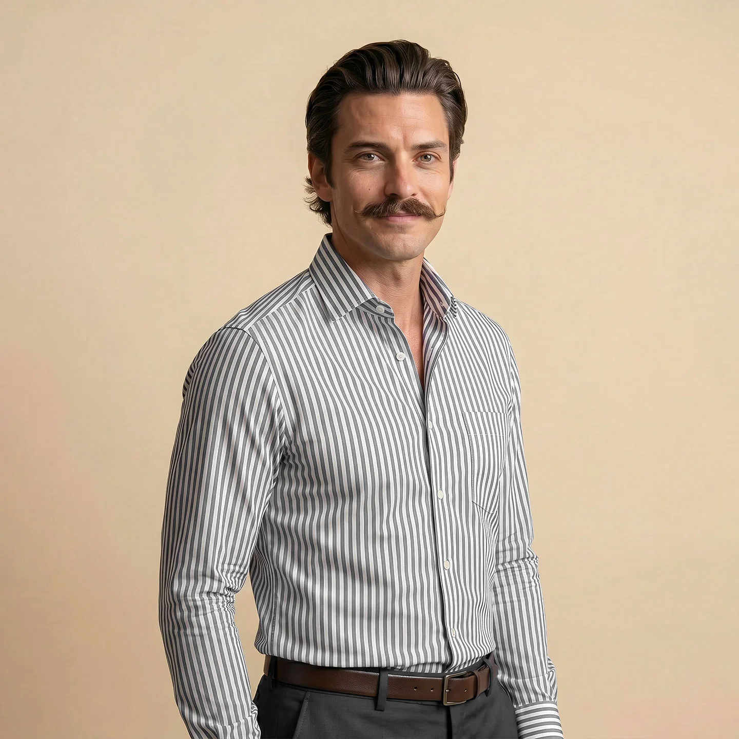 Boardroom Bengal Stripes Shirt In Space Grey - Image 5