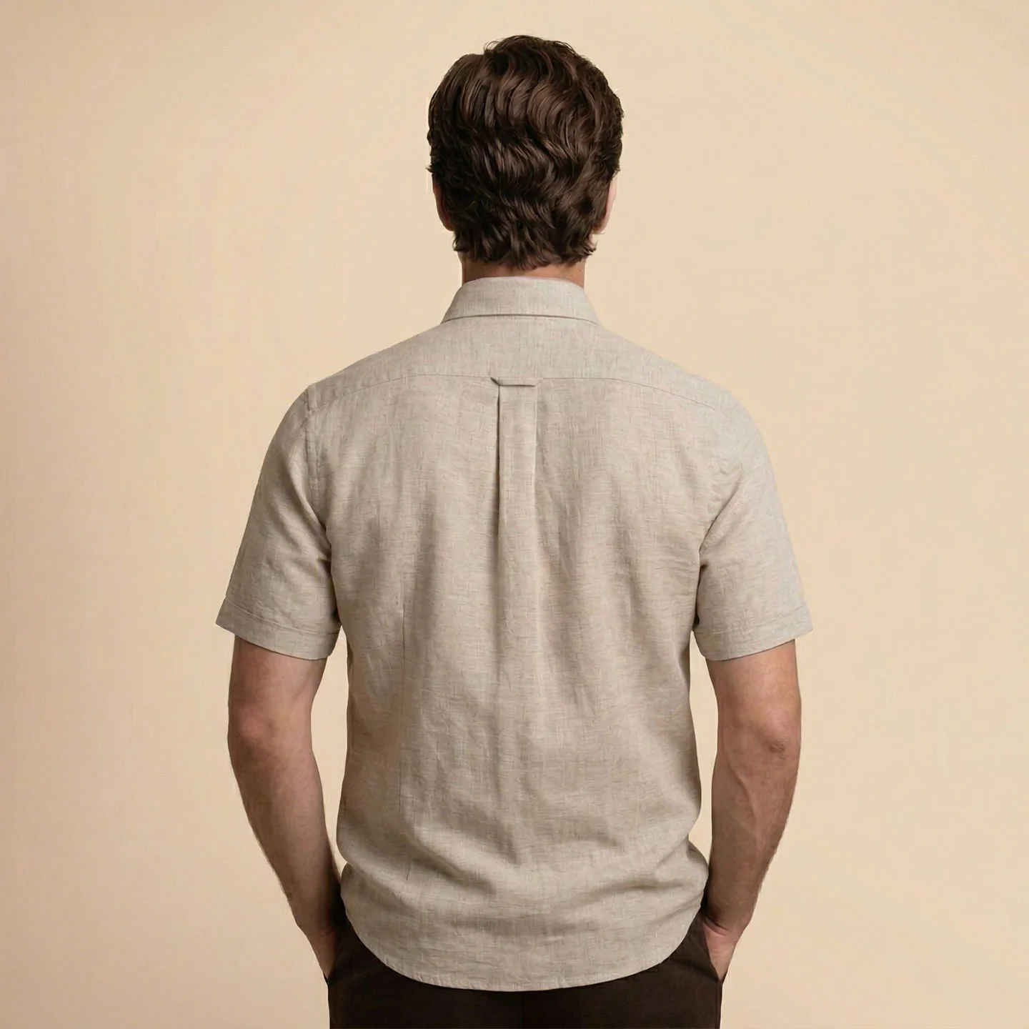 Breeze Linen Half Sleeves Shirt In Sand - Image 4