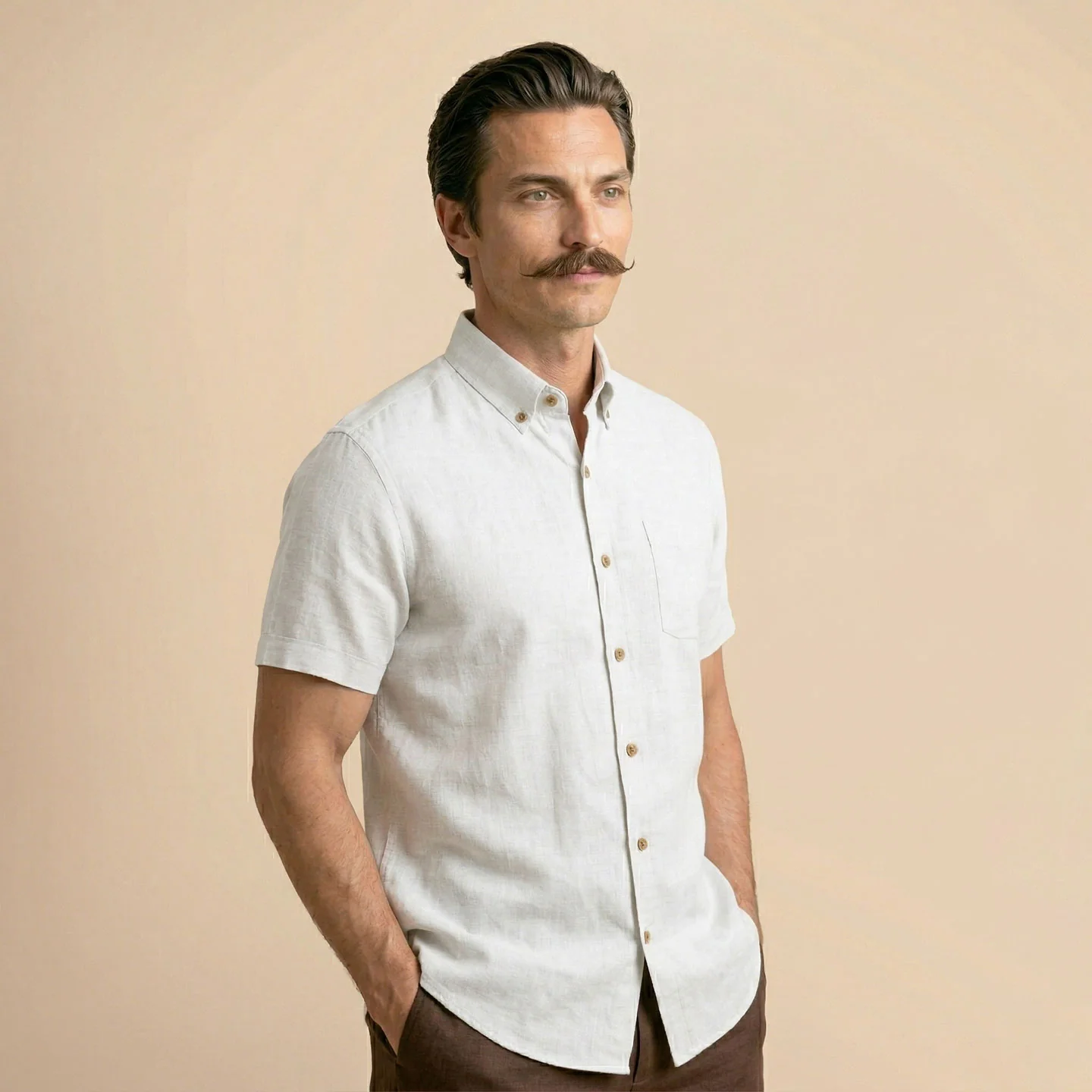 Breeze Linen Half Sleeves Shirt In Snow - Image 3