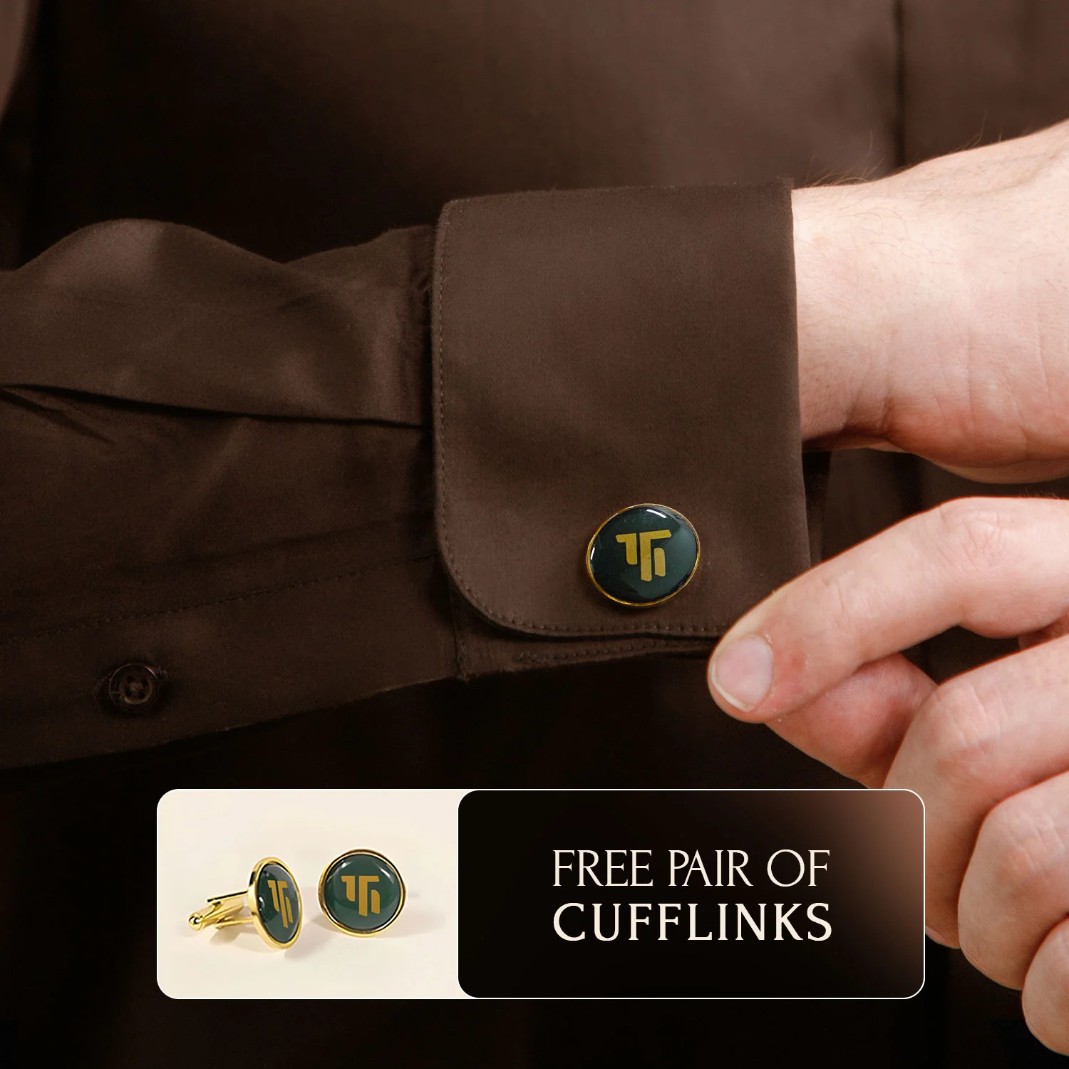 French Cuff Giza Cotton Shirt In Coffee - Image 3