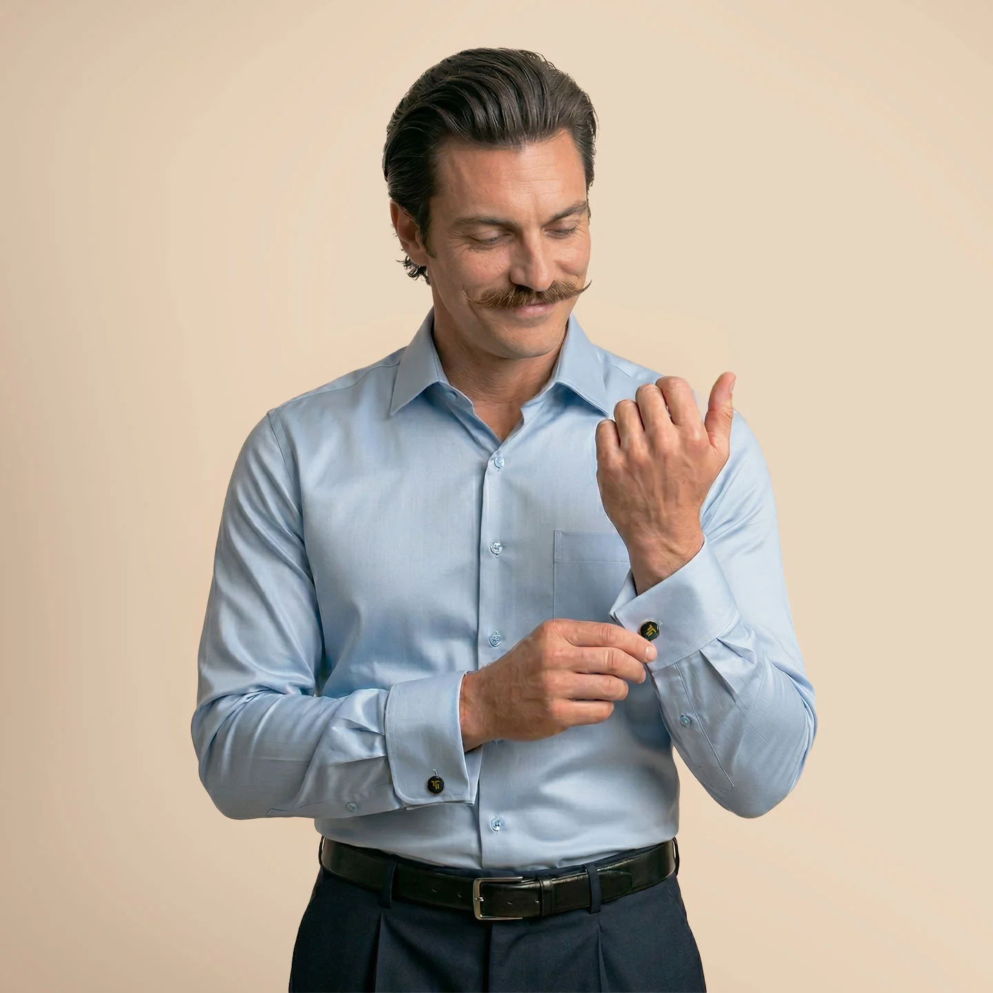 French Cuff Giza Cotton Shirt In Ice Blue
