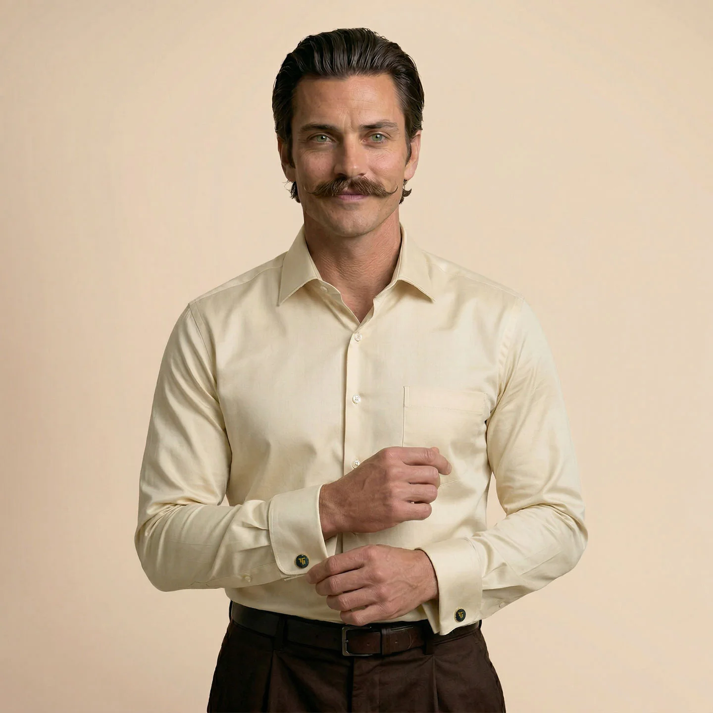 French Cuff Giza Cotton Shirt In Lemon Frost