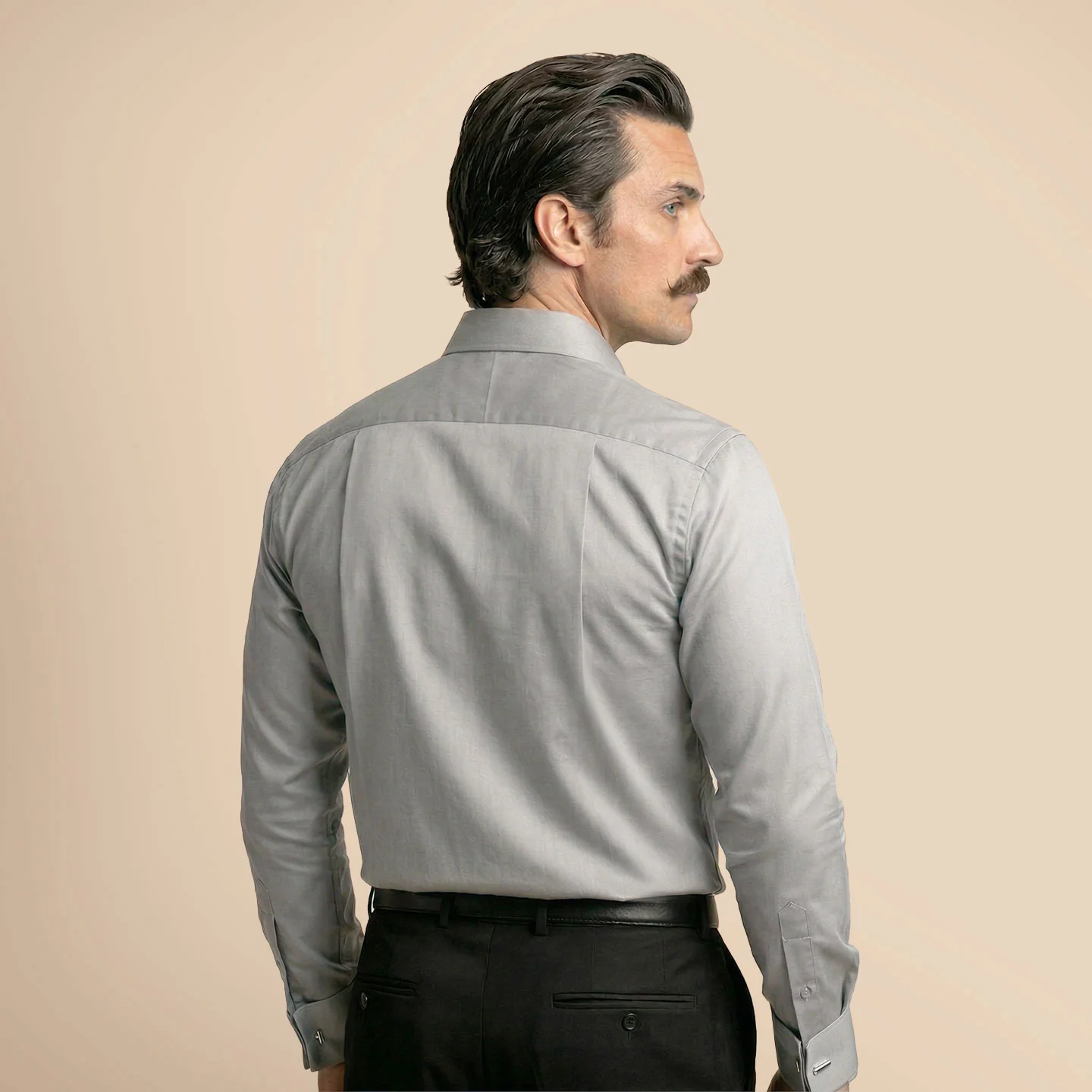 French Cuff Giza Cotton Shirt In Pewter - Image 5