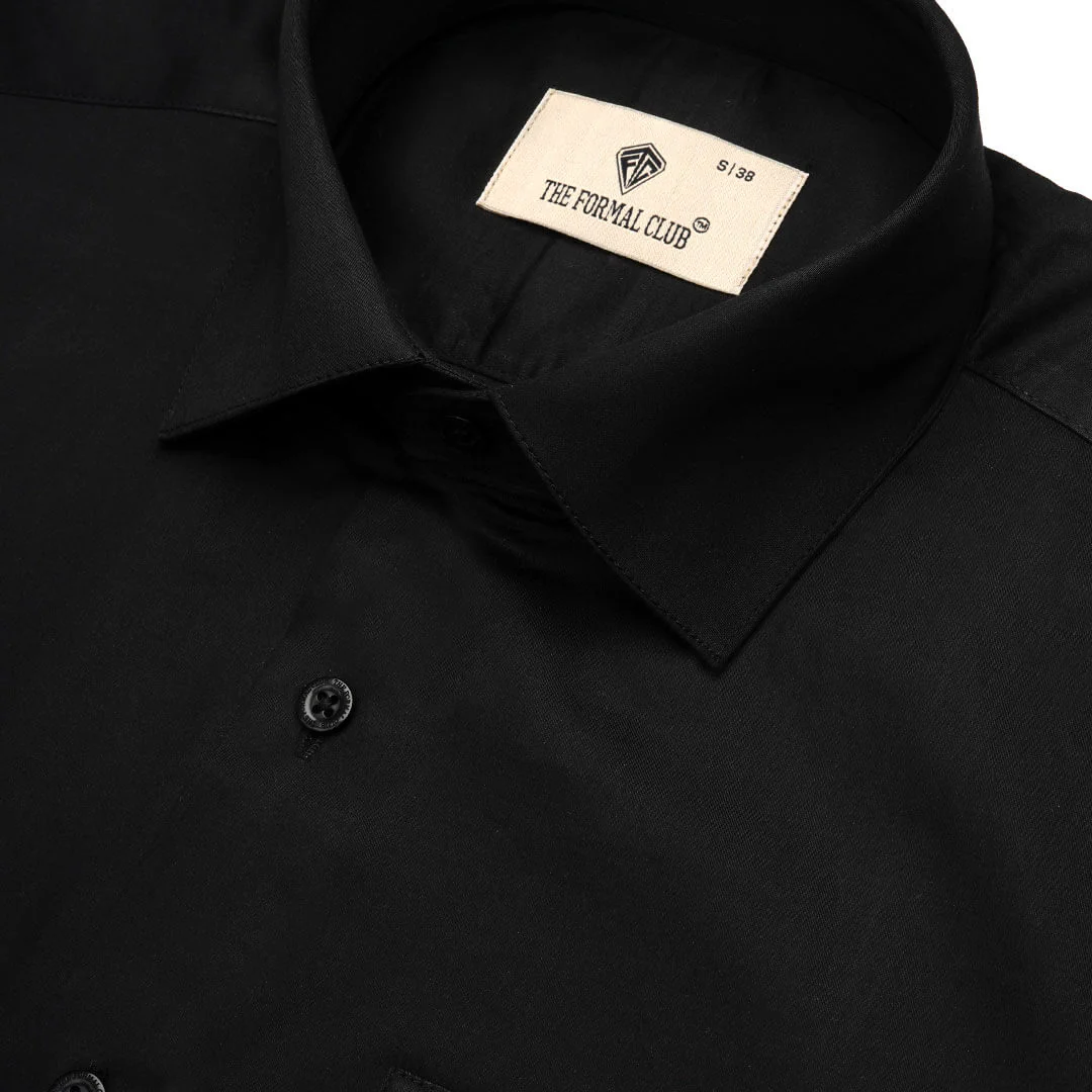 French Cuff Giza Cotton Shirt In Raven - Image 3