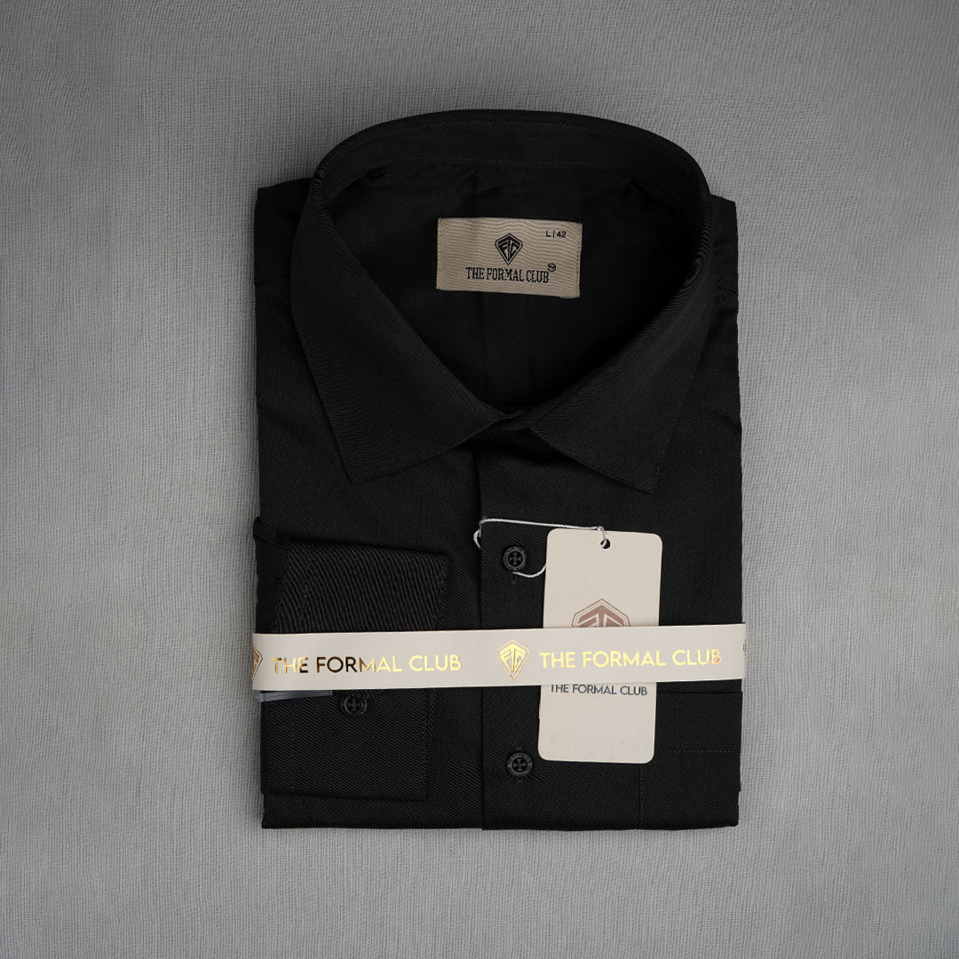 French Cuff Giza Cotton Shirt In Raven - Image 4
