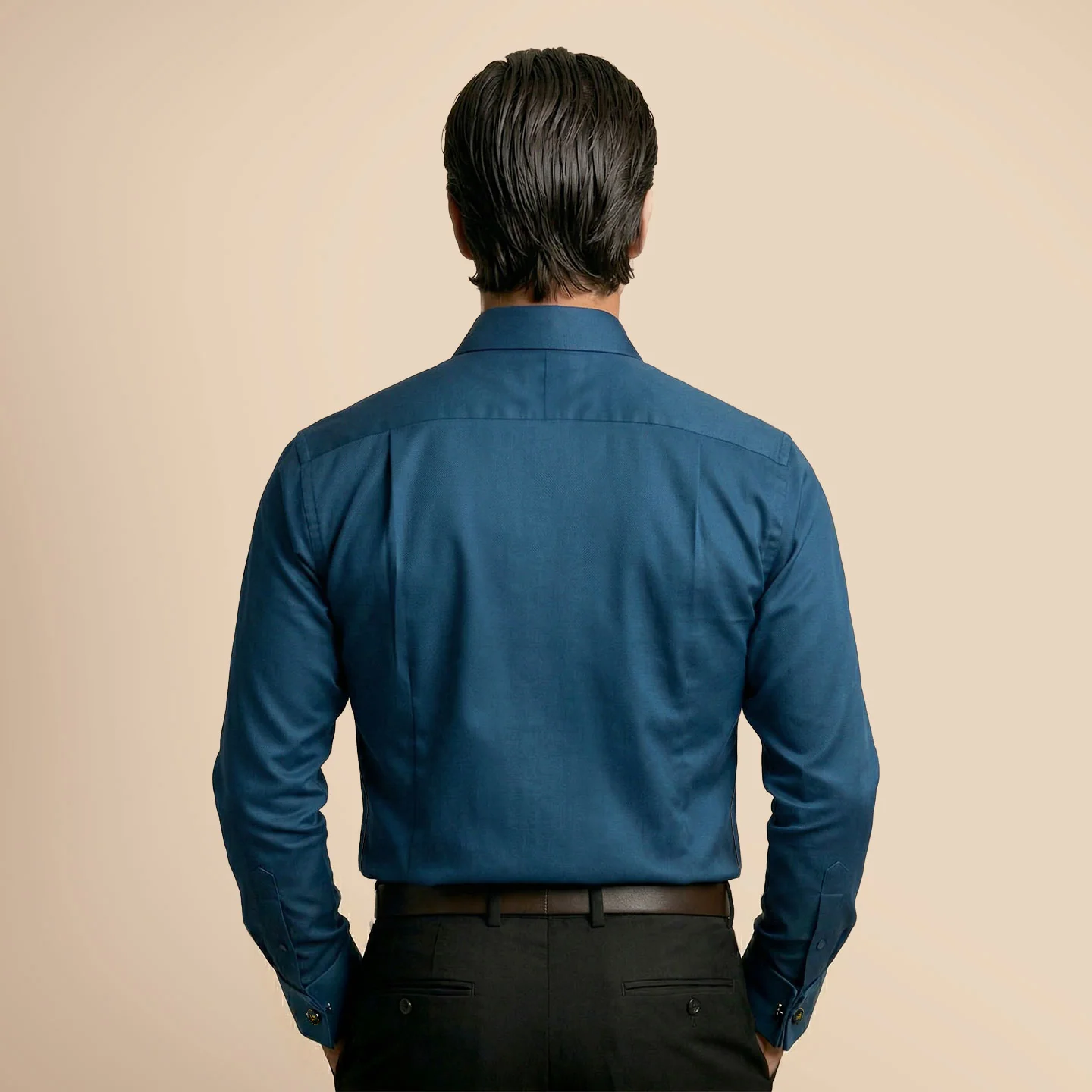 French Cuff Giza Cotton Shirt In Slate Blue - Image 6