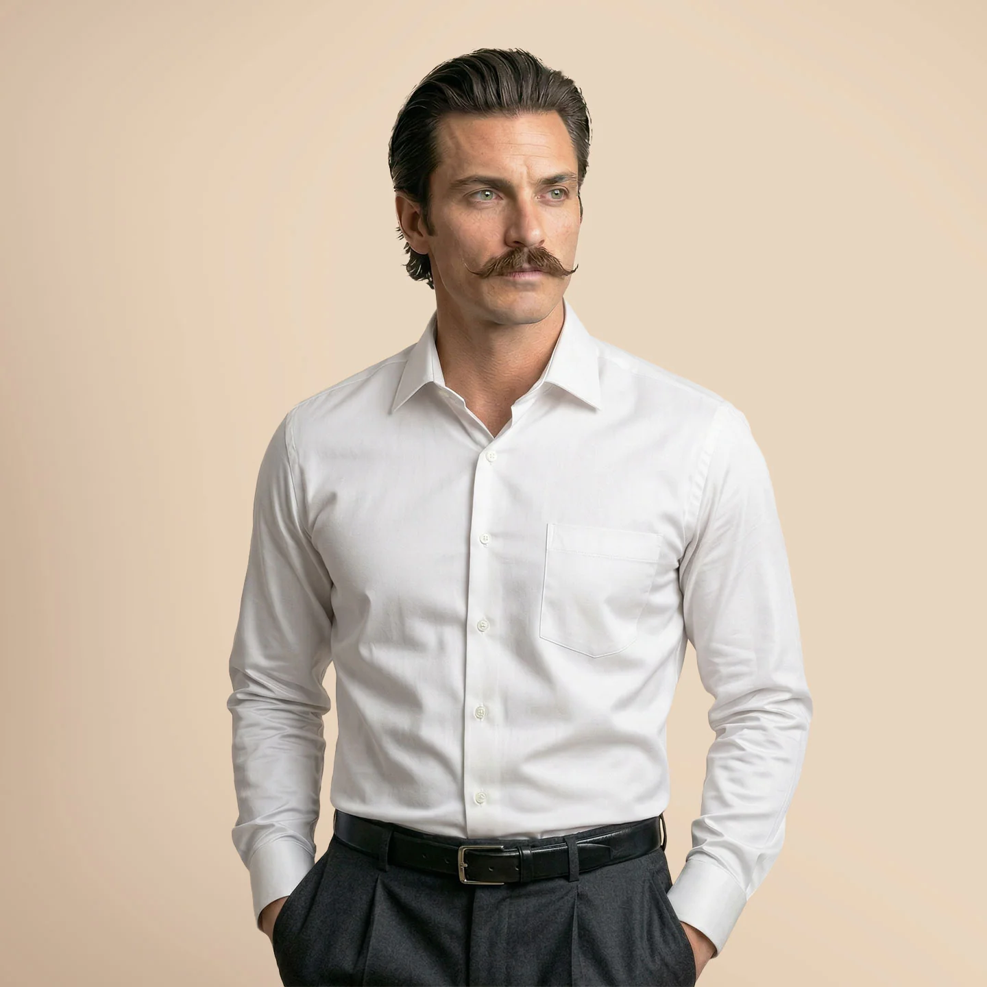 French Cuff Giza Cotton Shirt In Snow - Image 5