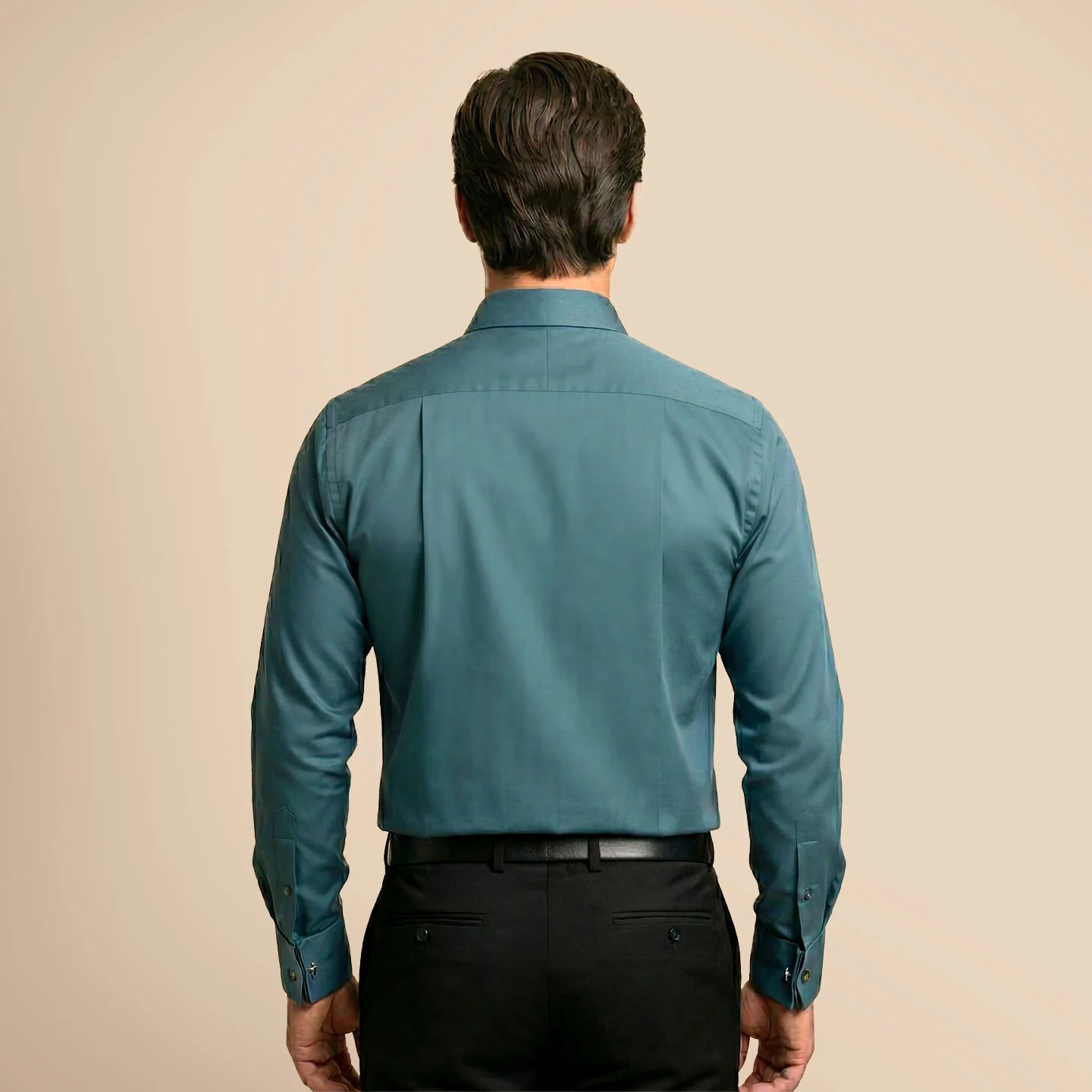 French Cuff Giza Cotton Shirt In Teal - Image 5