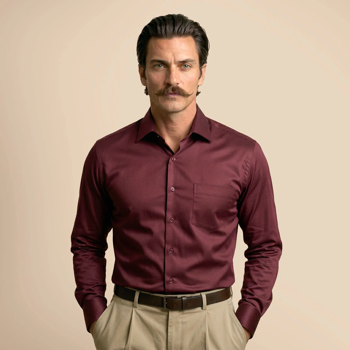French Cuff Giza Cotton Shirt In Wineberry - Image 5