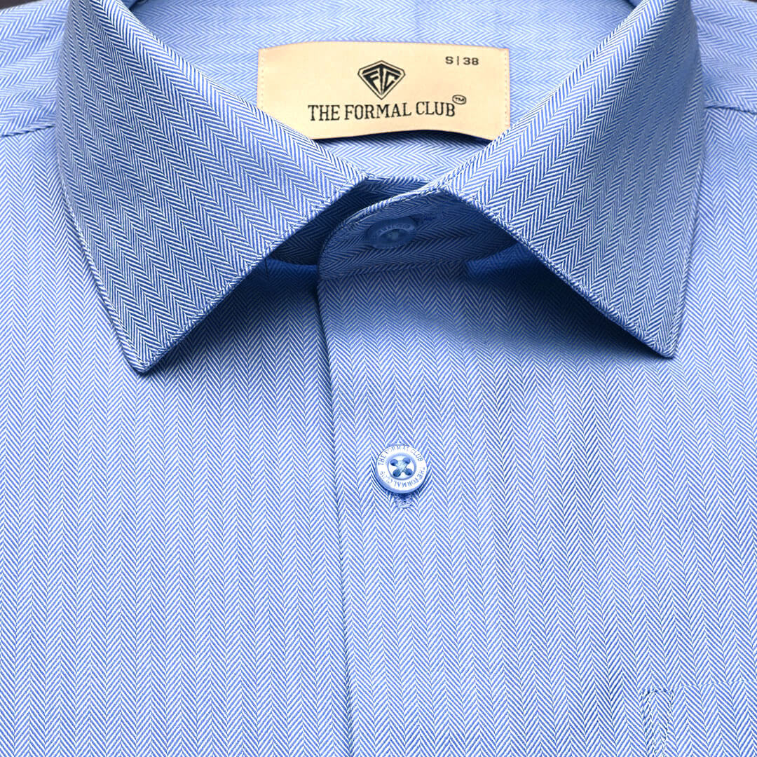 Imperial Herringbone 2 Ply Giza Shirt In Cornflower - Image 7