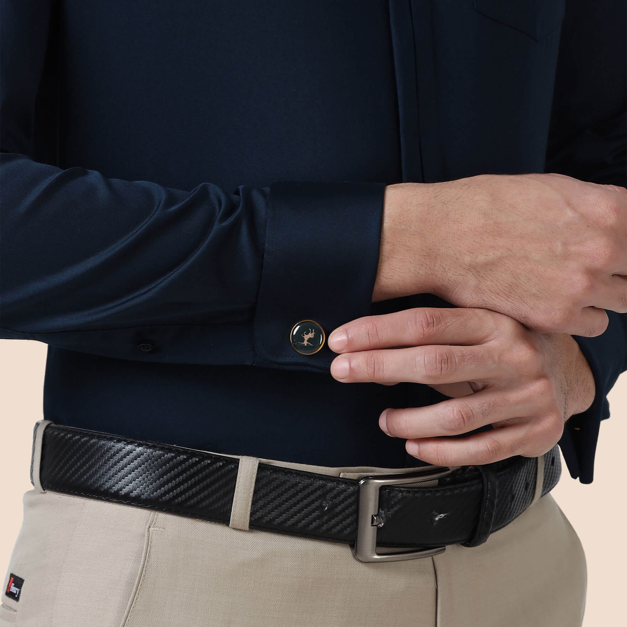 Keneth Navy Shirt with Signature Concealed Placket & French Cuff - Image 6