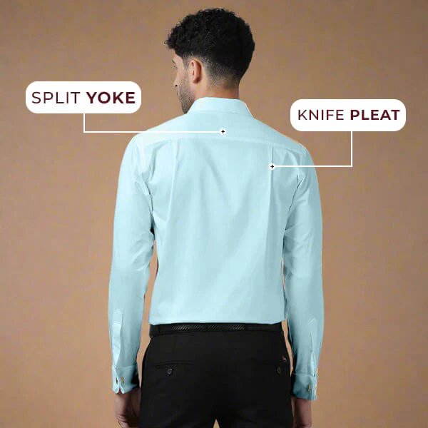 Keneth Sky Blue Shirt with Signature Concealed  Placket & French Cuff - Image 6
