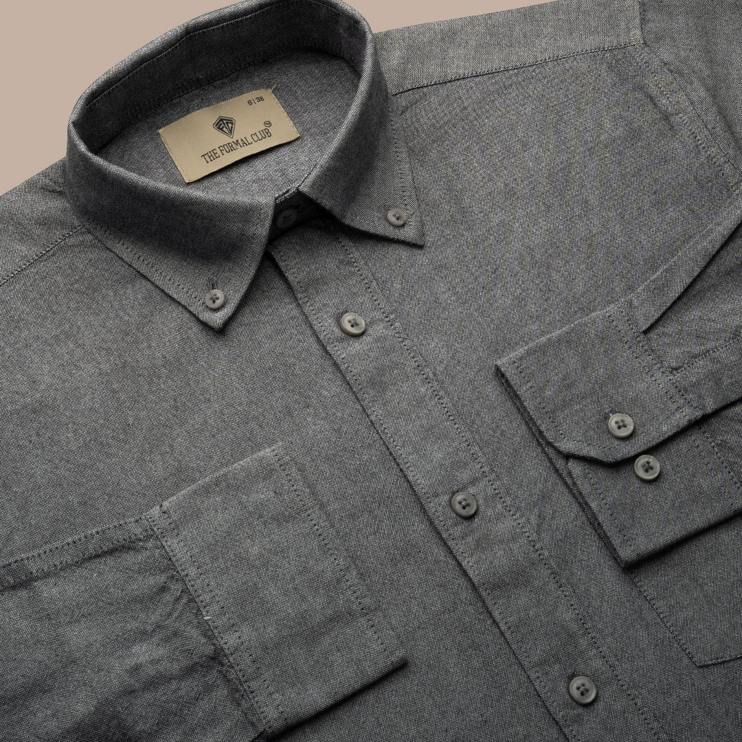 Regal Oxford Solid shirt in Ash Grey - Image 5