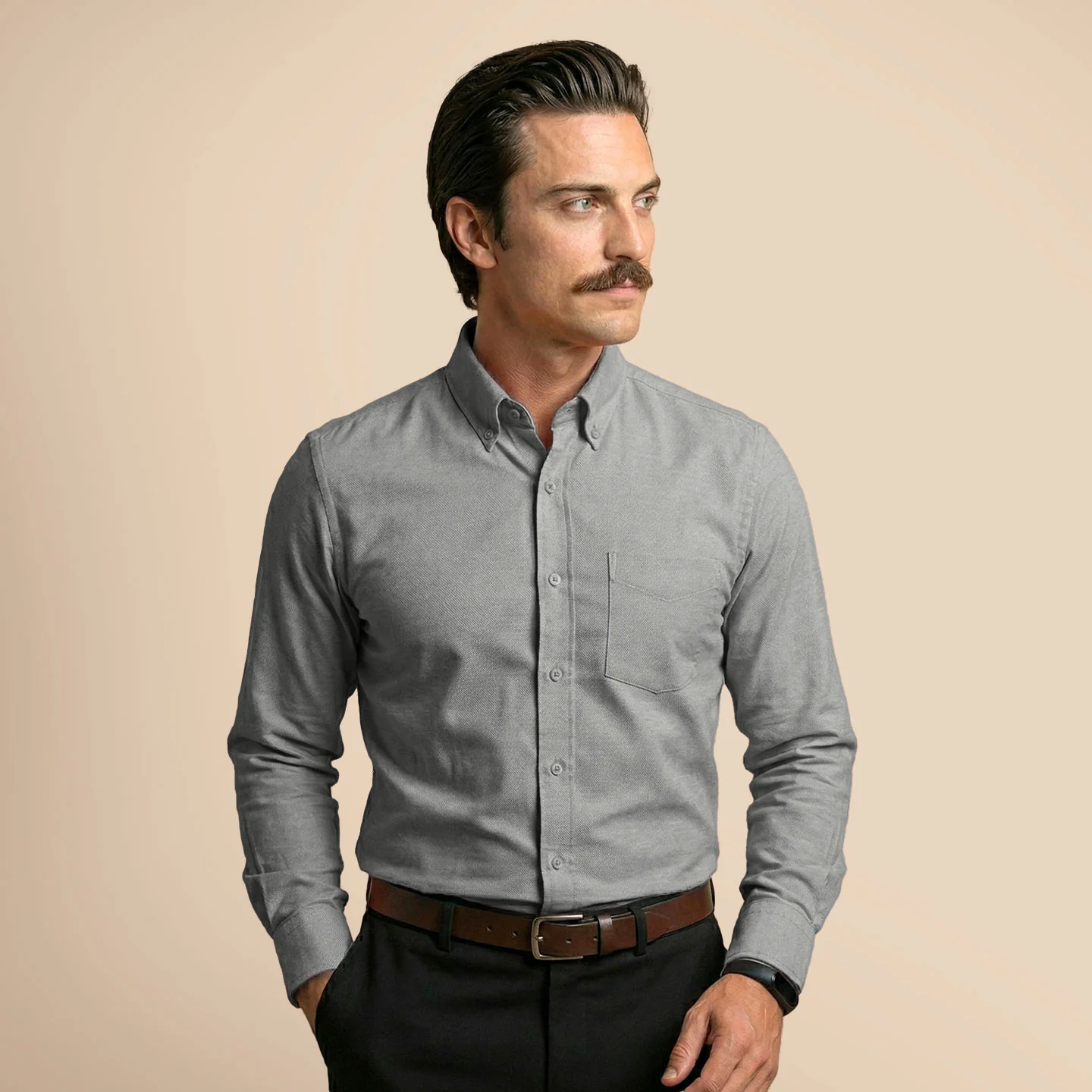 Regal Oxford Solid shirt in Ash Grey - Image 9