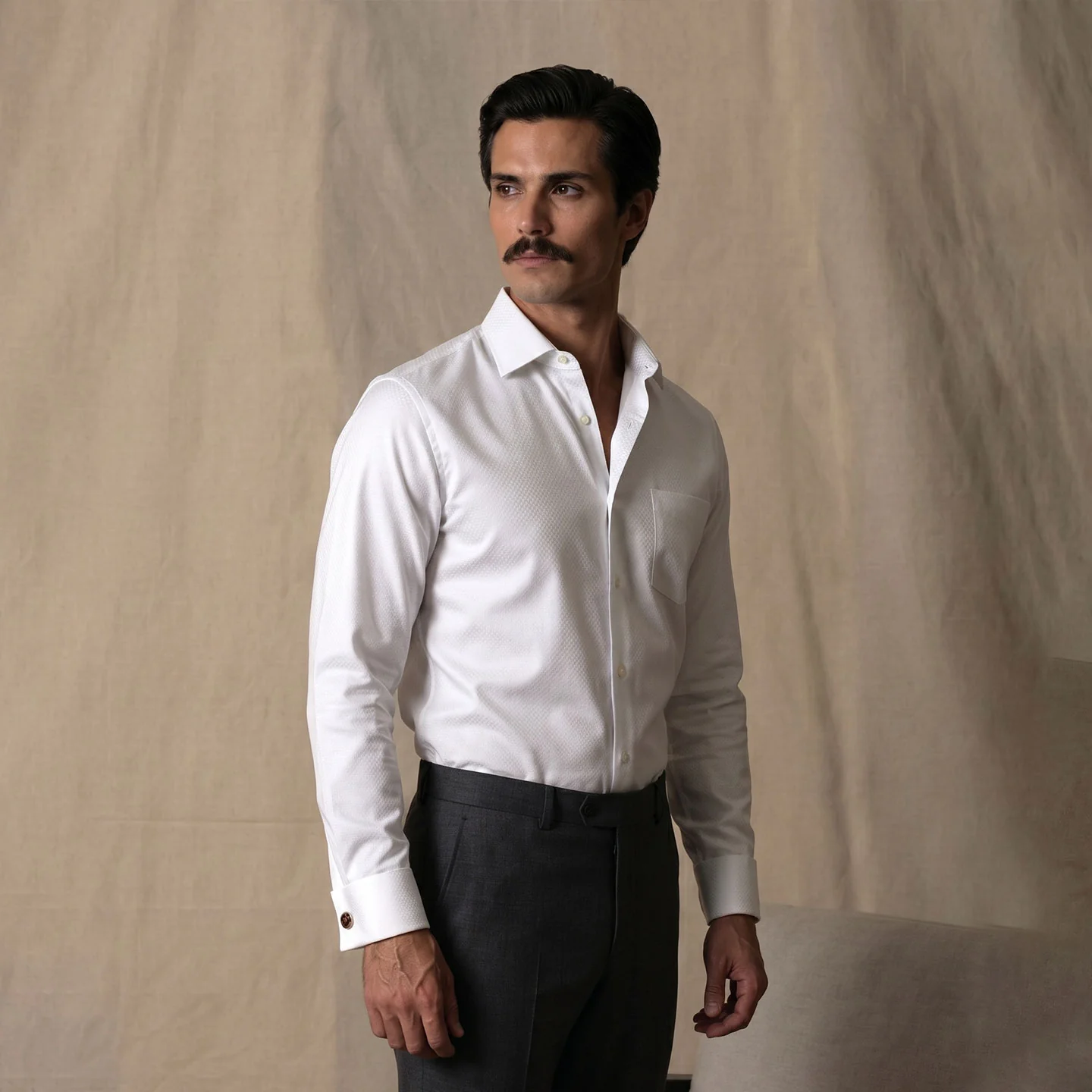 Whisper Easy To Iron French Cuff Shirt In Cloud White - Image 3